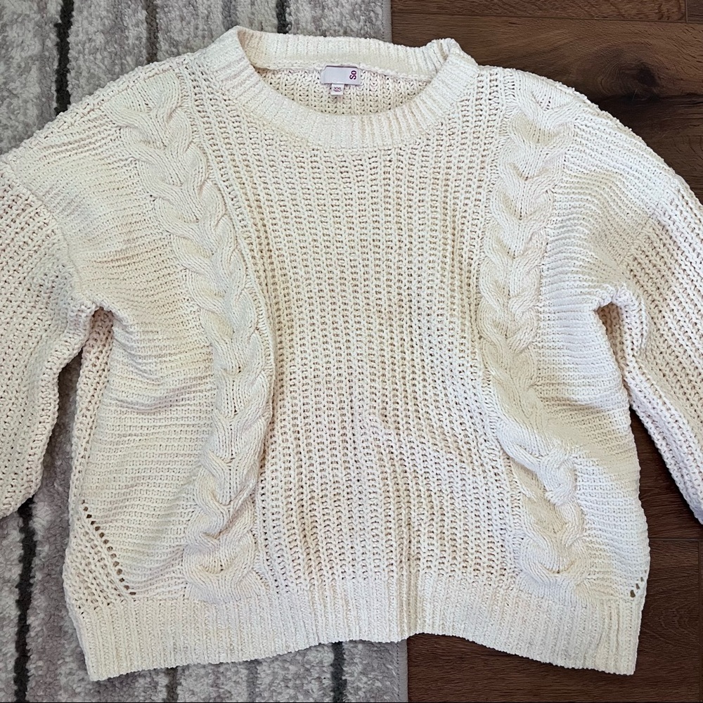 SO cream heavy knit sweater, size XXL